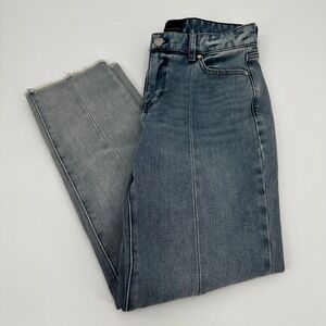 WHITE HOUSE BLACK MARKET High Rise Straight Leg Jeans Size 0‎ Frayed Split Hem